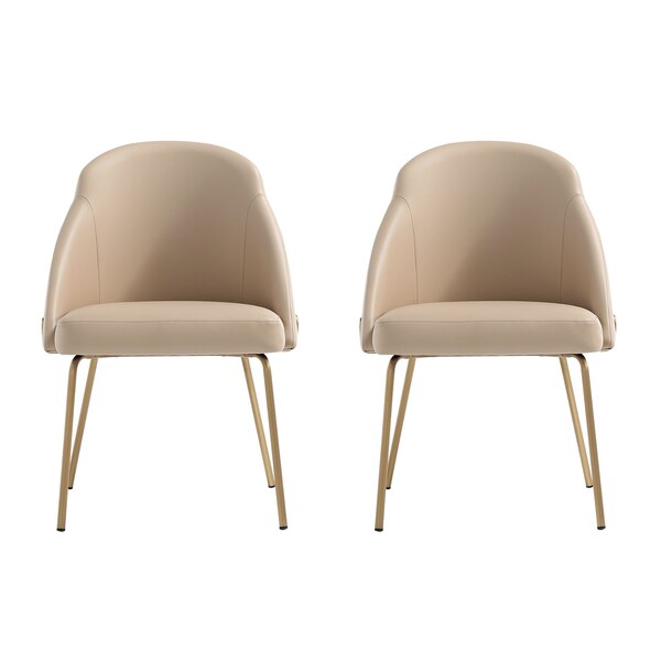 Manhattan Comfort Gracie Dining Chair in Tan and Gold - Set of 2 - 2-DC100-GTN