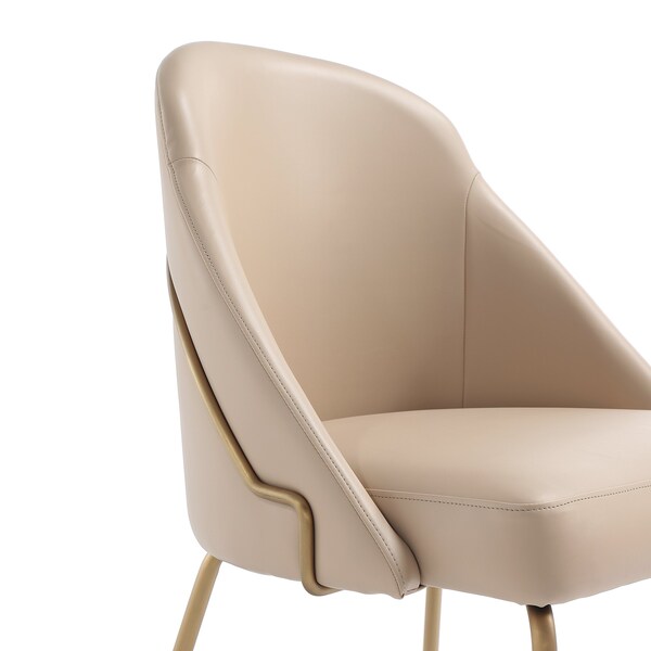 Manhattan Comfort Gracie Dining Chair in Tan and Gold - Set of 2 - 2-DC100-GTN