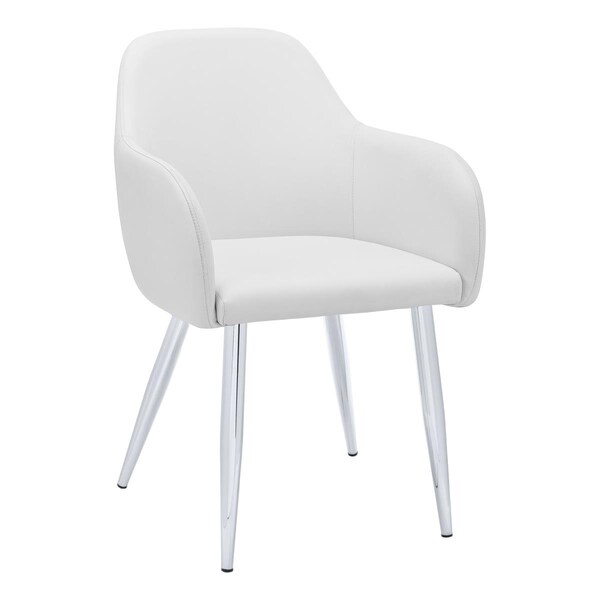 Daphnes Dinnette 33 in. Leather-Look Dining Chair - White & Chrome - 2 Piece - DA3598936