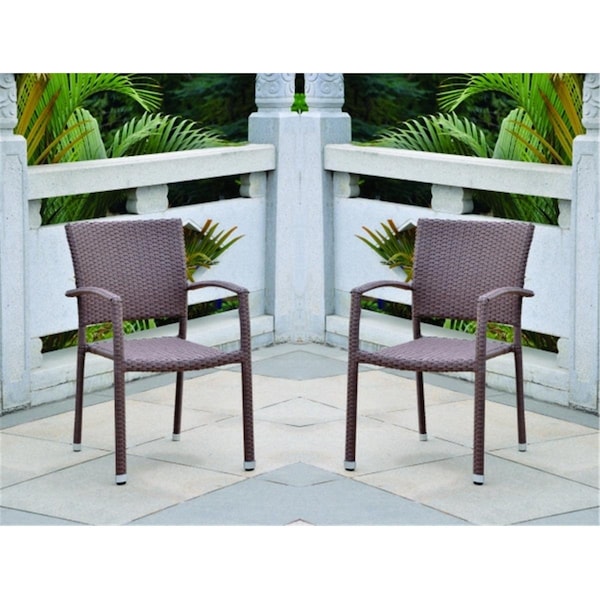 Fixturesfirst 4210-SQ-ABN-S-4 Set of 4 Bardelona Resin Wicker Square Back Dining Chair - Light Brown - FI3290297
