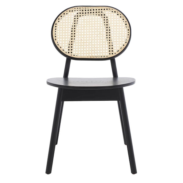 Safavieh Kristianna Rattan Back Dining Chair, Black & Natural - SFV4127A-SET2