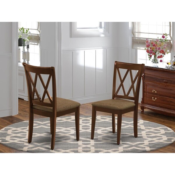 East West Furniture Clarksville Double X-back Chairs with Linen Fabric Fabric Seat - Mahogany - Set of 2 - CLC-MAH-C