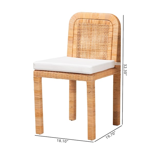 Baxton Studio Zariah Modern Bohemian Natural Brown Rattan and Mahogany Wood 2-Piece Dining Chair Set, PR - 233-2PC-13171-ZORO
