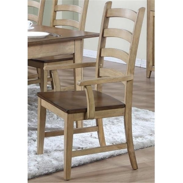 Sunset International Trade Llc Sunset Trading Brook Ladder Back Dining Arm Chair (Set of 2) - DLU-BR-C80A-PW-2