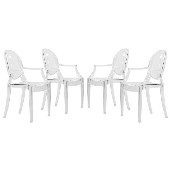 Leisuremod Carroll Modern Acrylic Chair, Clear, 4PK - GC22CL4