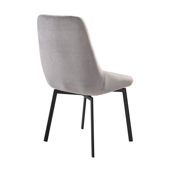 Armen Living Susie Swivel Upholstered Dining Chair in Gray Fabric with Black Metal Legs - Set of 2 - LCSUSIGRYBLK