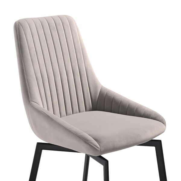 Armen Living Susie Swivel Upholstered Dining Chair in Gray Fabric with Black Metal Legs - Set of 2 - LCSUSIGRYBLK