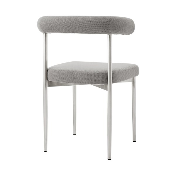 Armen Living Shannon Dining Chair with Brushed Stainless Steel and Light Gray Fabric - Set of 2 - LCSNSIBSLGRY