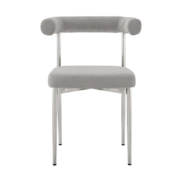 Armen Living Shannon Dining Chair with Brushed Stainless Steel and Light Gray Fabric - Set of 2 - LCSNSIBSLGRY