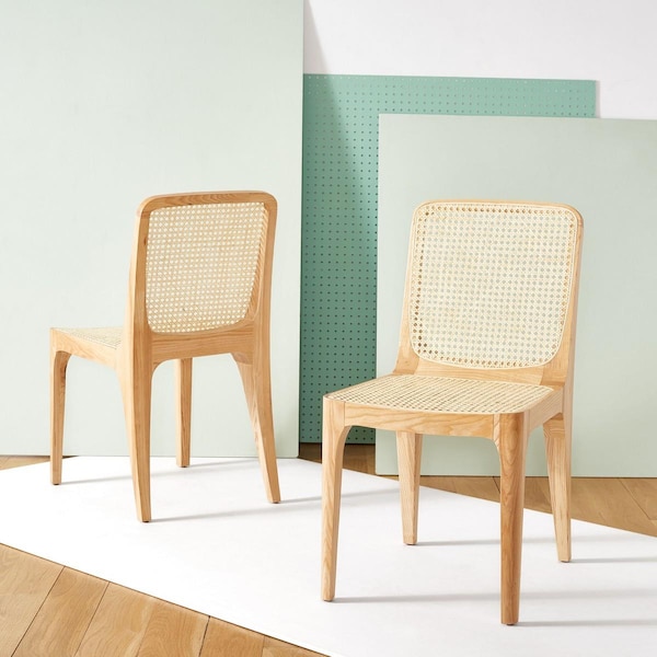 Safavieh 19.7 x 22.8 x 34.6 in. Frank Rattan Dining Chair, Natural, 2PK - SFV4130B-SET2