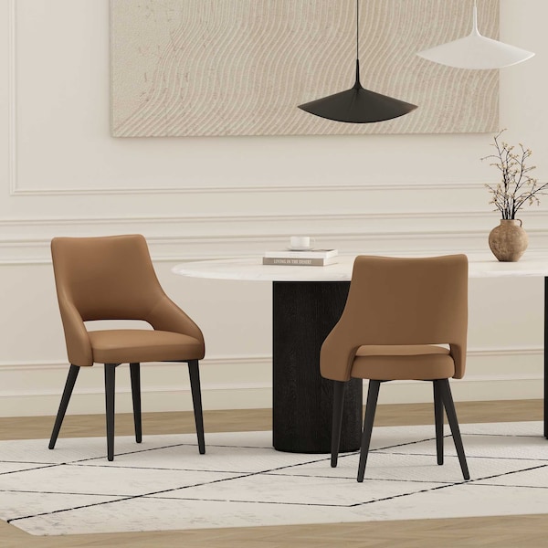 Manhattan Comfort Tremont Dining Chair in Saddle - Set of 2 - 2-DC104-SD