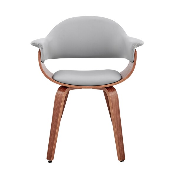 Armen Living Adalyn Gray Faux Leather and Walnut Wood Dining Room Accent Chair - LCADCHWAGR
