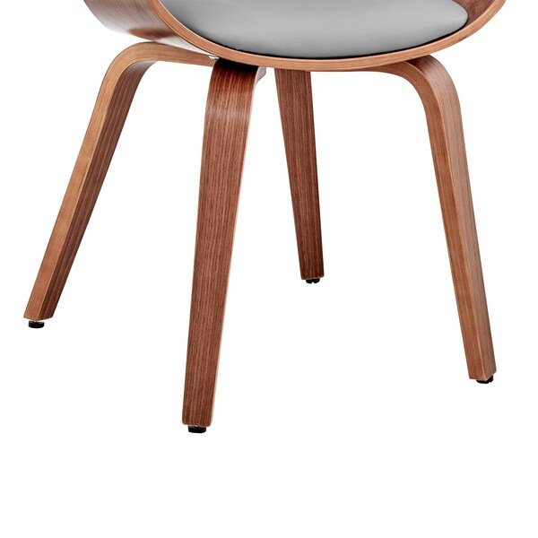 Armen Living Adalyn Gray Faux Leather and Walnut Wood Dining Room Accent Chair - LCADCHWAGR