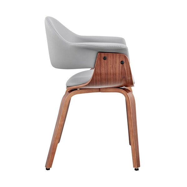 Armen Living Adalyn Gray Faux Leather and Walnut Wood Dining Room Accent Chair - LCADCHWAGR