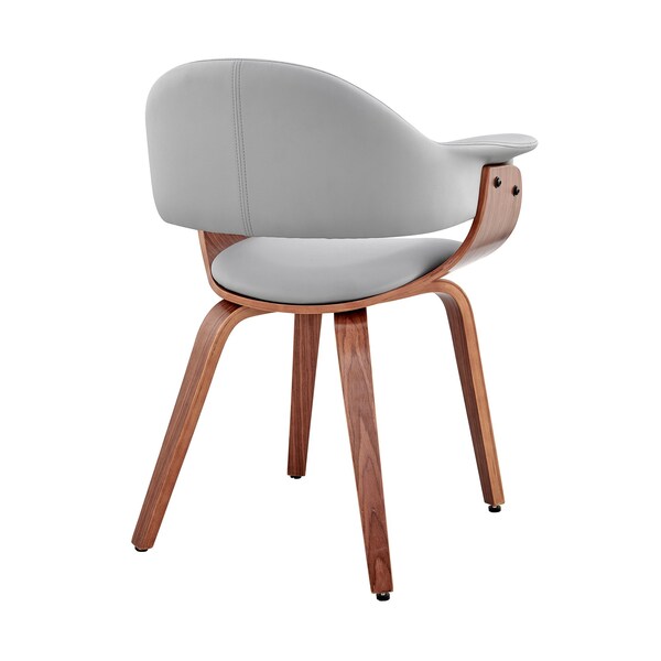 Armen Living Adalyn Gray Faux Leather and Walnut Wood Dining Room Accent Chair - LCADCHWAGR