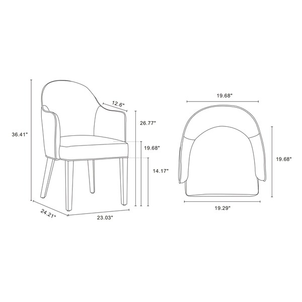 Manhattan Comfort Hillman Dining Armchair in Sand - Set of 2 - 2-DC087AR2-SD