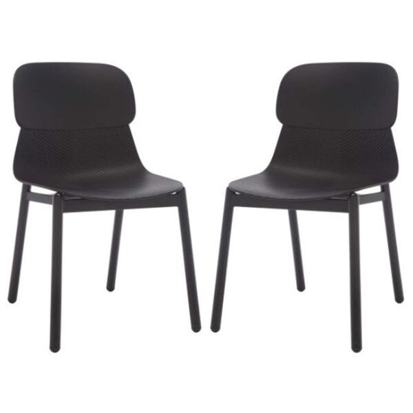 Safavieh 20.5 x 20.9 x 32.5 in. Abbie Molded Plastic Dining Chair - Black, 2PK - SFV6900B-SET2