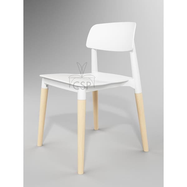 Commercial Seating Products CDPW1002-ZSFP-WH Mid Century Modern Side Chair - White - 30 in. - RPP-MIDCENTURY-1002-WH-WEB1