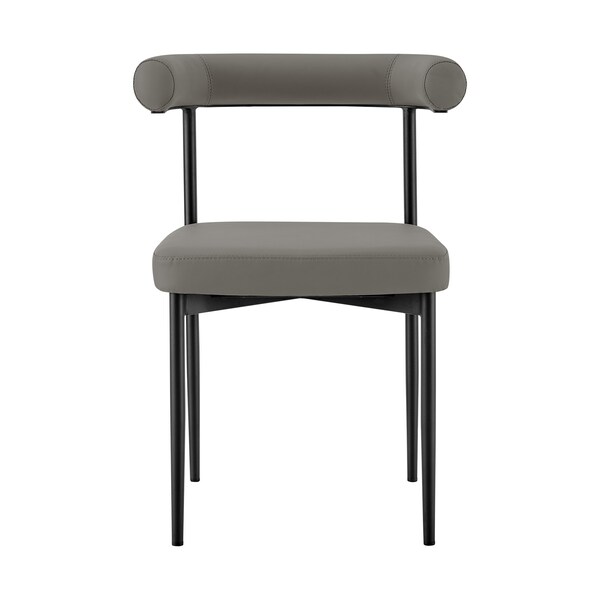 Armen Living Shannon Dining Chair with Matte Black Iron and Light Gray Faux Leather - Set of 2 - LCSNSIBLKPGRY