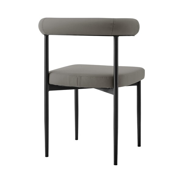 Armen Living Shannon Dining Chair with Matte Black Iron and Light Gray Faux Leather - Set of 2 - LCSNSIBLKPGRY