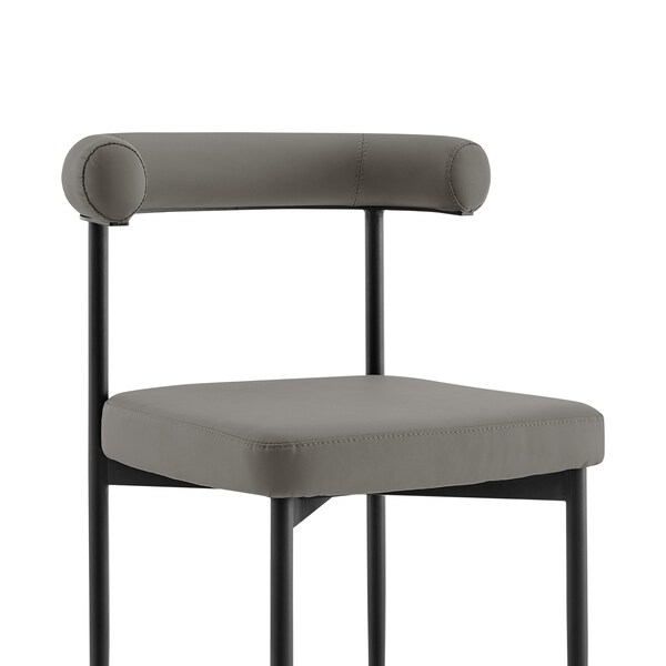 Armen Living Shannon Dining Chair with Matte Black Iron and Light Gray Faux Leather - Set of 2 - LCSNSIBLKPGRY