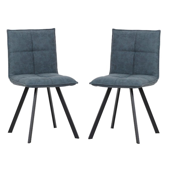 Kd Americana Wesley Modern Leather Dining Chair with Metal Legs, Peacock Blue, 2PK - KD3029555