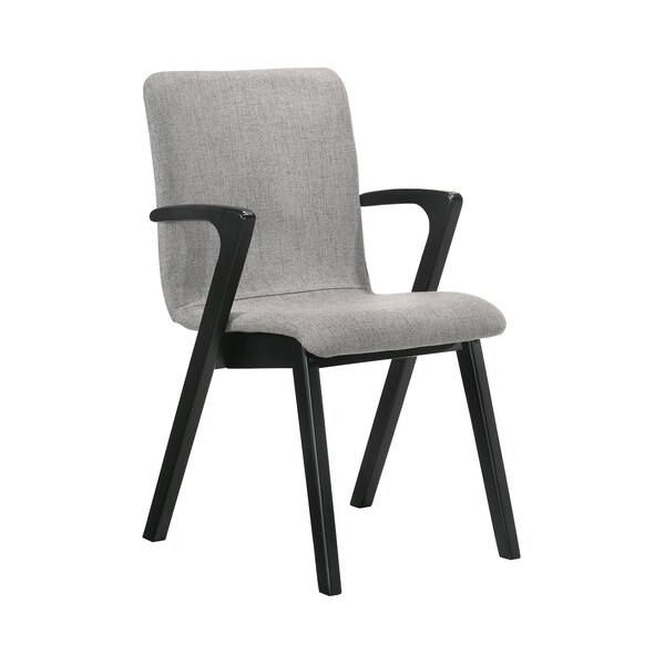 Armen Living Varde Mid-Century Gray Upholstered Dining Chairs in Black Finish - Set of 2 - LCVRSIGRBL