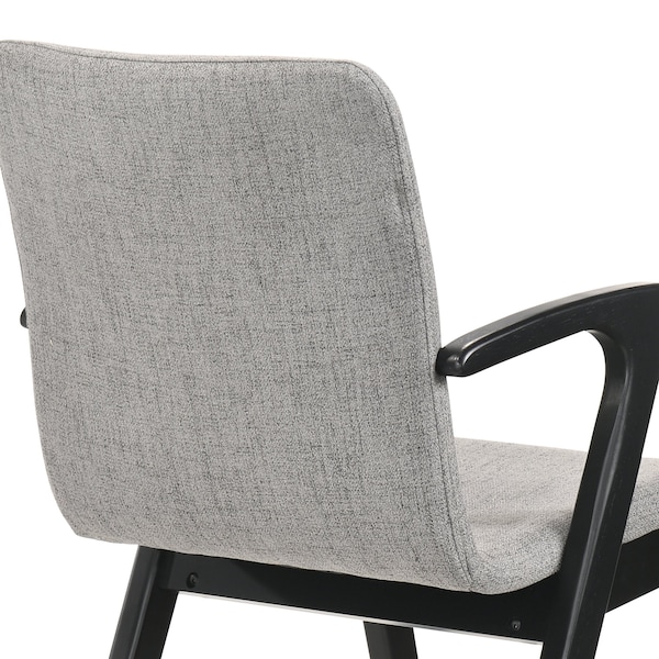 Armen Living Varde Mid-Century Gray Upholstered Dining Chairs in Black Finish - Set of 2 - LCVRSIGRBL
