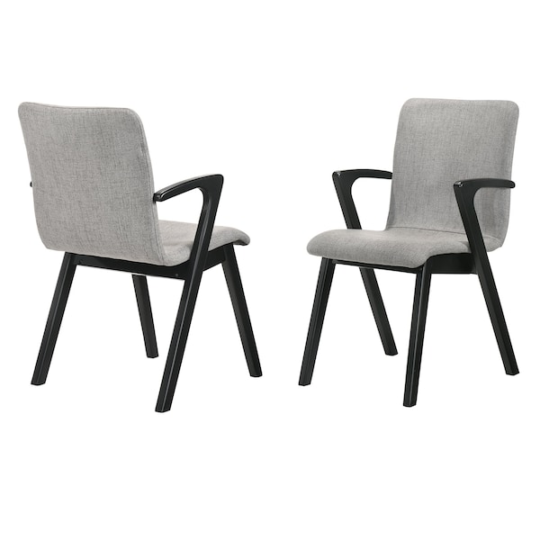 Armen Living Varde Mid-Century Gray Upholstered Dining Chairs in Black Finish - Set of 2 - LCVRSIGRBL