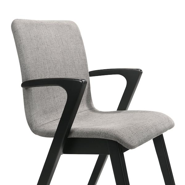 Armen Living Varde Mid-Century Gray Upholstered Dining Chairs in Black Finish - Set of 2 - LCVRSIGRBL