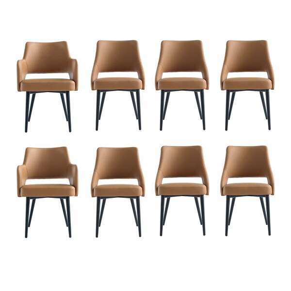 Manhattan Comfort 8-Piece Tremont Dining Chair in Saddle - 8-DC104-SD