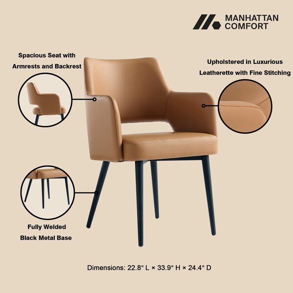 Manhattan Comfort 8-Piece Tremont Dining Chair in Saddle - 8-DC104-SD