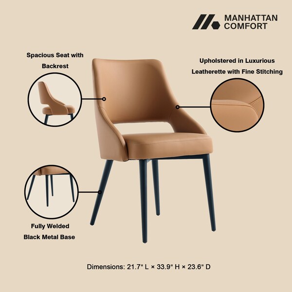 Manhattan Comfort 8-Piece Tremont Dining Chair in Saddle - 8-DC104-SD