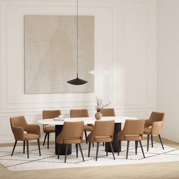 Manhattan Comfort 8-Piece Tremont Dining Chair in Saddle - 8-DC104-SD