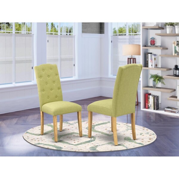 East West Furniture East West Furniture CEP4T07 Celina Parson Chair with Oak Leg & Linen Fabric - Limelight - Set of 2 - CEP4T07