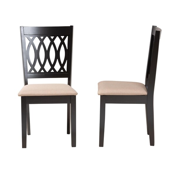 Baxton Studio Florencia Modern Beige Fabric and Espresso Brown Finished Wood 2-Piece Dining Chair Set - 231-2PC-13206-ZORO