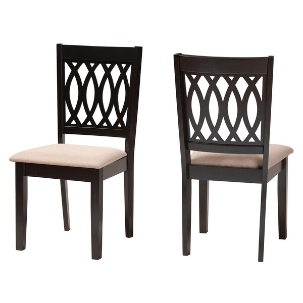 Baxton Studio Florencia Modern Beige Fabric and Espresso Brown Finished Wood 2-Piece Dining Chair Set - 231-2PC-13206-ZORO