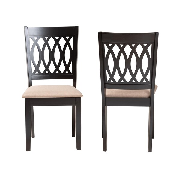 Baxton Studio Florencia Modern Beige Fabric and Espresso Brown Finished Wood 2-Piece Dining Chair Set - 231-2PC-13206-ZORO