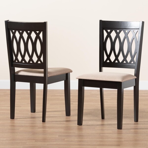 Baxton Studio Florencia Modern Beige Fabric and Espresso Brown Finished Wood 2-Piece Dining Chair Set - 231-2PC-13206-ZORO