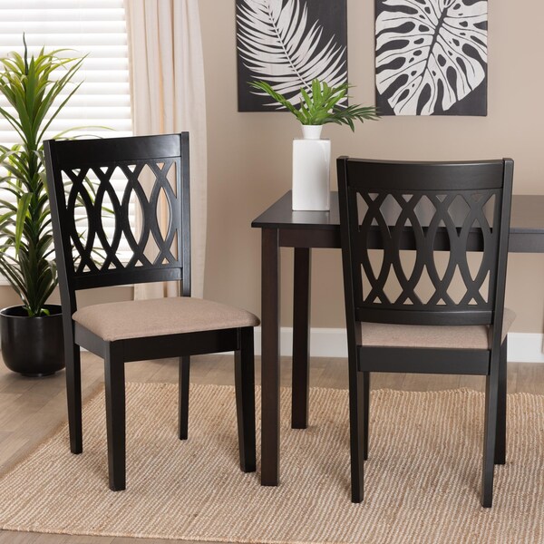 Baxton Studio Florencia Modern Beige Fabric and Espresso Brown Finished Wood 2-Piece Dining Chair Set - 231-2PC-13206-ZORO