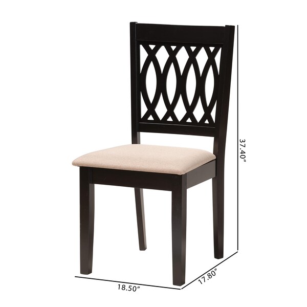 Baxton Studio Florencia Modern Beige Fabric and Espresso Brown Finished Wood 2-Piece Dining Chair Set - 231-2PC-13206-ZORO