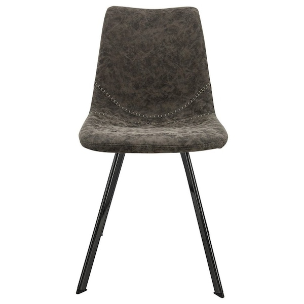 Leisuremod Markley Modern Leather Dining Chair with Metal Legs, Grey - MC18GR
