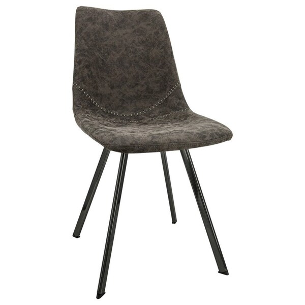 Leisuremod Markley Modern Leather Dining Chair with Metal Legs, Grey - MC18GR