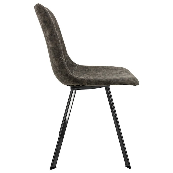 Leisuremod Markley Modern Leather Dining Chair with Metal Legs, Grey - MC18GR