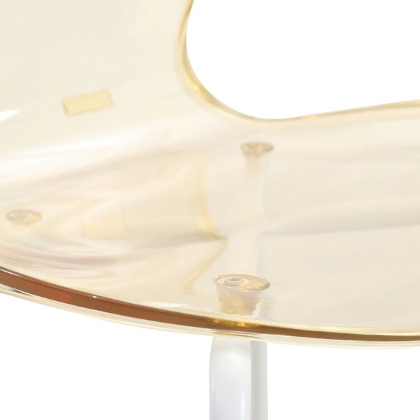 Leisuremod Modern Oyster Transparent Side Dining Side Chair with White Base in Amber, 4PK - OCW-17A4