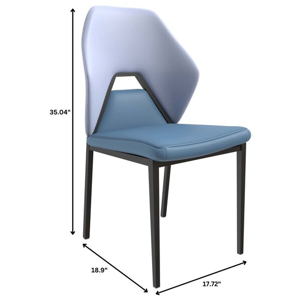 Leisuremod Eclat Modern Leather Dining Side Chair with Iron Legs in Blue/Grey, 2PK - EC50BUGR2