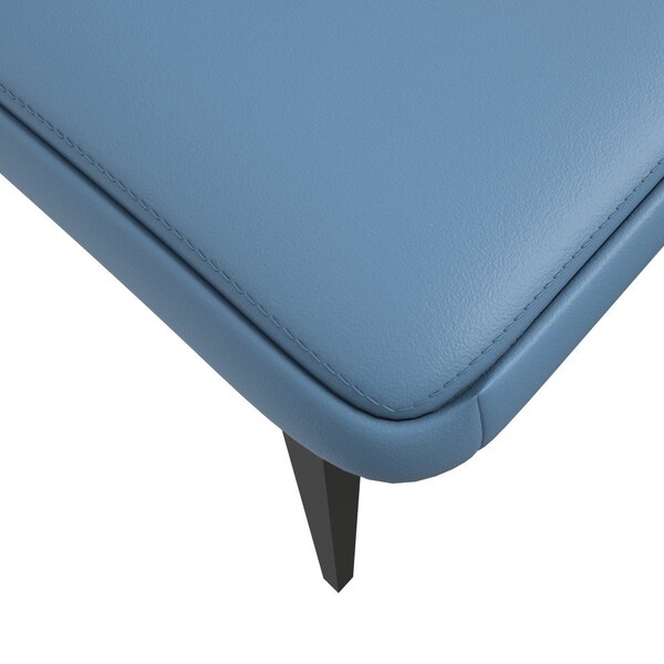 Leisuremod Eclat Modern Leather Dining Side Chair with Iron Legs in Blue/Grey, 2PK - EC50BUGR2