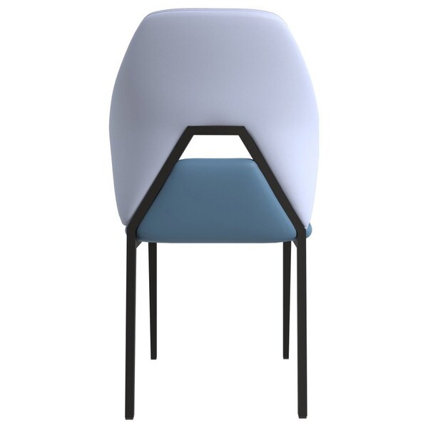 Leisuremod Eclat Modern Leather Dining Side Chair with Iron Legs in Blue/Grey, 2PK - EC50BUGR2