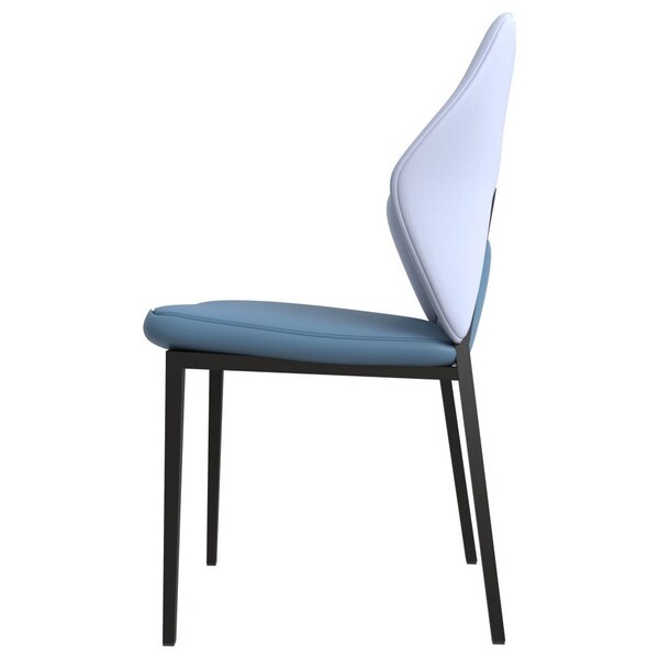 Leisuremod Eclat Modern Leather Dining Side Chair with Iron Legs in Blue/Grey, 2PK - EC50BUGR2