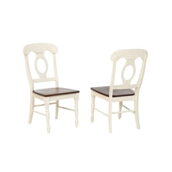 Fine-Line Napoleon Dining Chair in Antique White &amp; Chestnut - Set of 2 - FI2661511